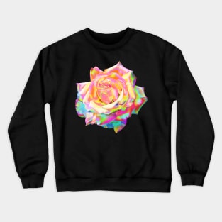 Iridescent Holographic Rainbow Pastel Rose Flower Crewneck Sweatshirt